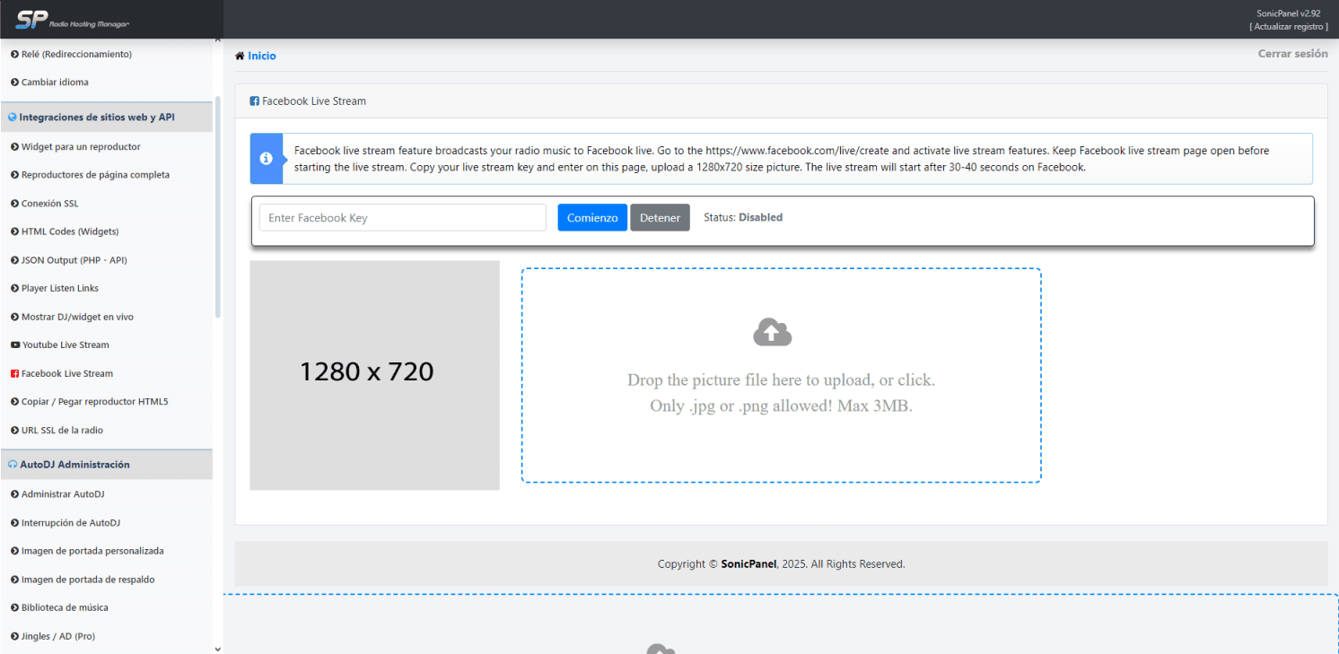 Retransmisión a Facebook y YouTube